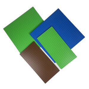 LEGO Flat Base Plate Lot (2) 10x10 inch (2) 10x5 inch Blue Green Brown